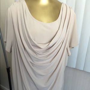 SOLD!!!     NWT Roz & Ali Tan/Cream Shirt With Draping Layer